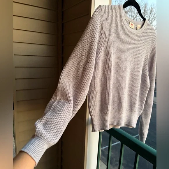 🆕 Levi’s Lavender Waffle Knit Sweater Soft Cotton Blend Cozy Ribbed Knit Size M - Picture 7 of 16